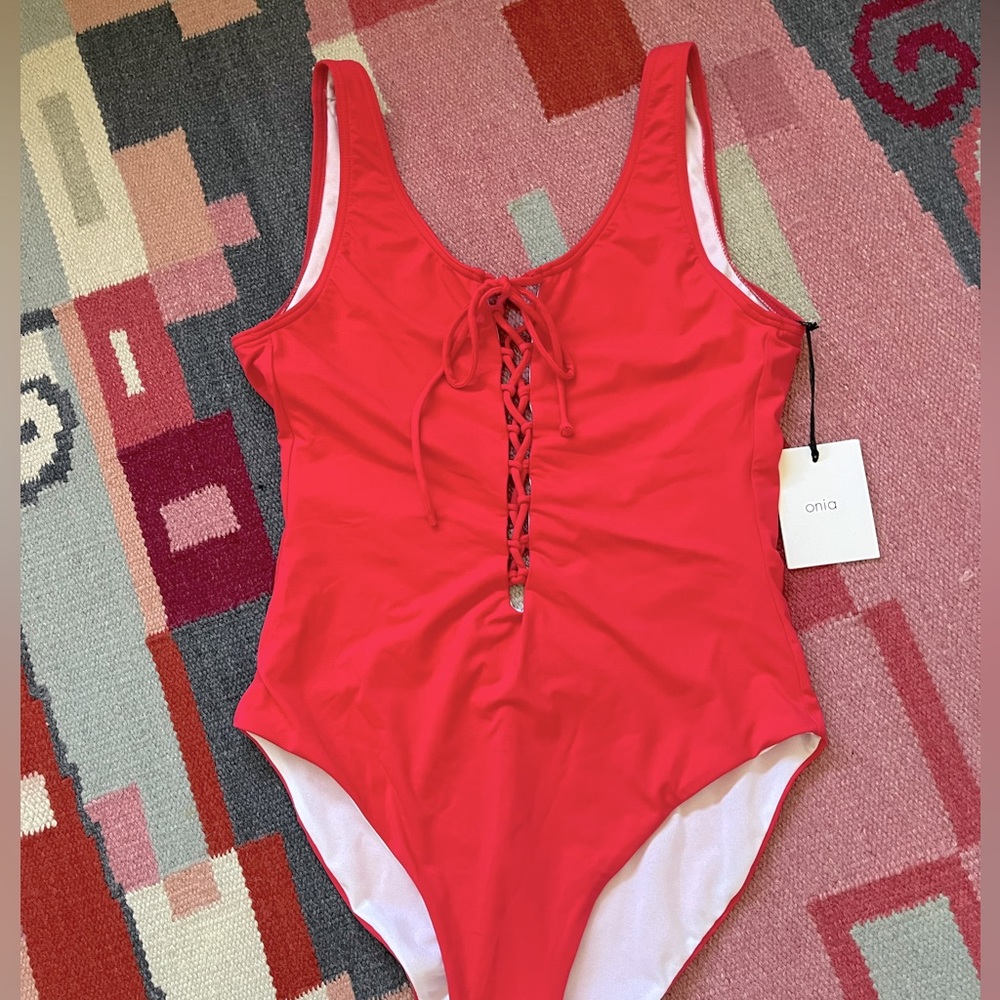 Onia Nordstrom red NWT one piece cheeky swimsuit XL